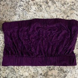 Purple, blue, and brown bandeau crop top